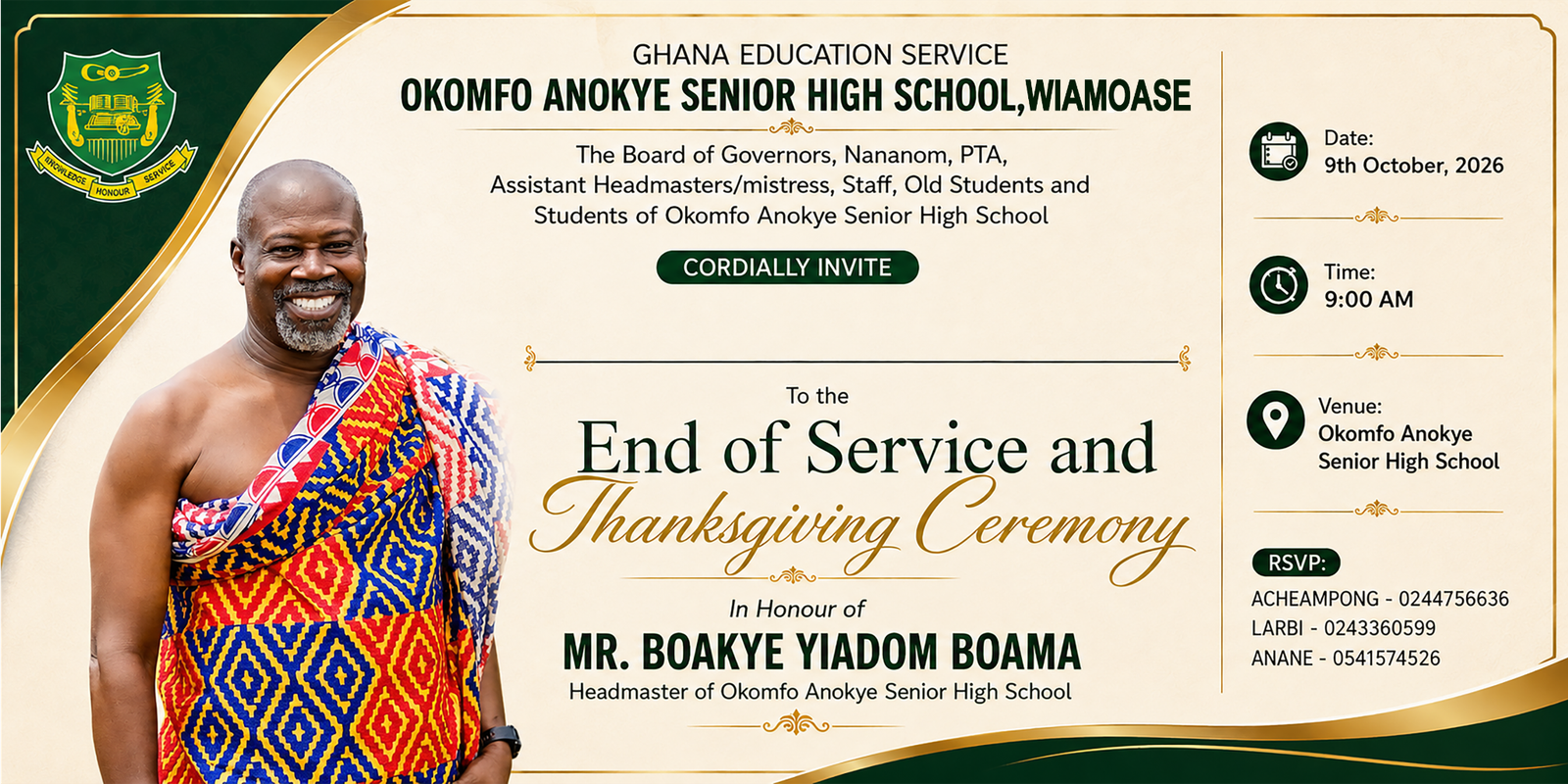 Official End of Service and Thanksgiving Ceremony flyer